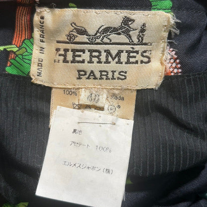 HERMES 90s Vintage "Les Fetes du Roi Silk Jacket Size 42