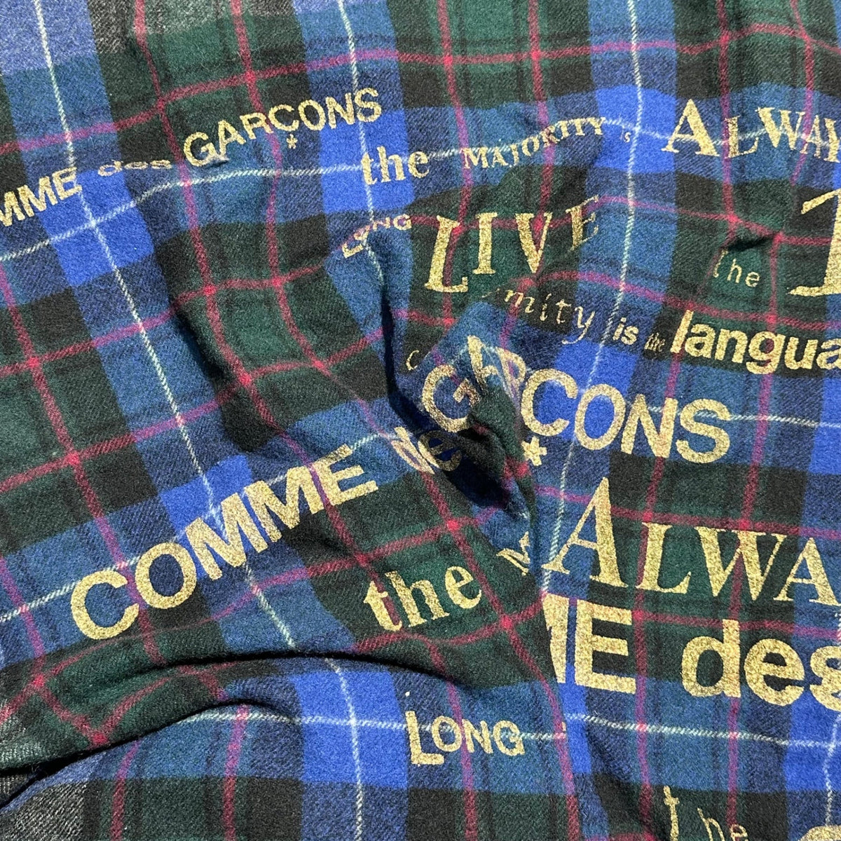 COMME des GARCONS 03AW Logo Print Check Jacket Size FREE