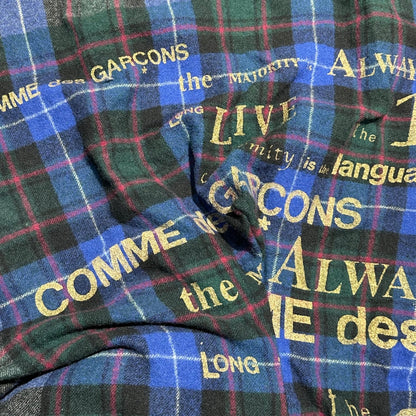 COMME des GARCONS 03AW Logo Print Check Jacket Size FREE