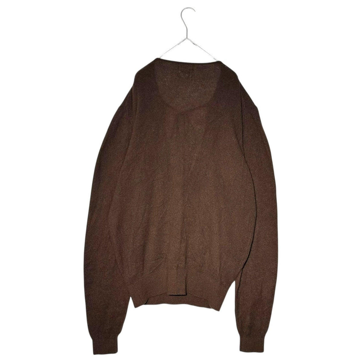 KHAITE Deep V-Neck Cashmere Knit Sweater Brown Size 40