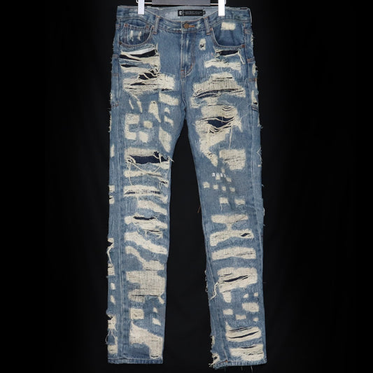 A GOOD BAD INFLUENCE GB Repaired Denim Jeans Indigo Size XL