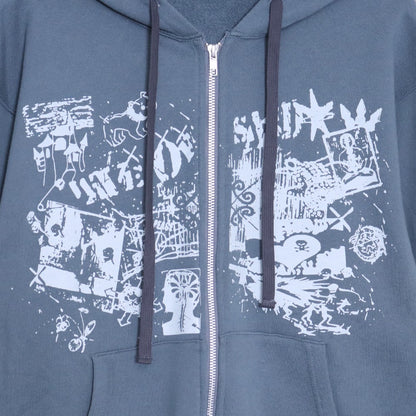 WAVE OF SAND CL PRINT FADE WAVE Zip Hoodie Blue Size M