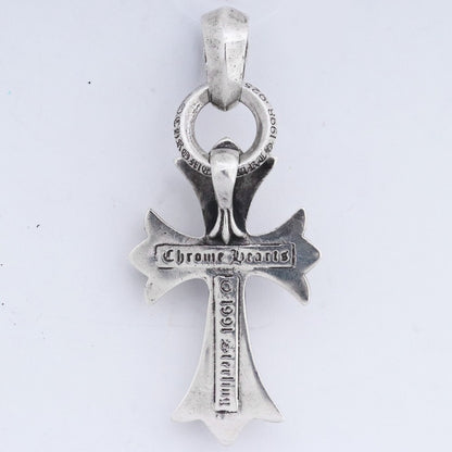 CHROME HEARTS CH Cross Small W Bale Pendant Silver Size F