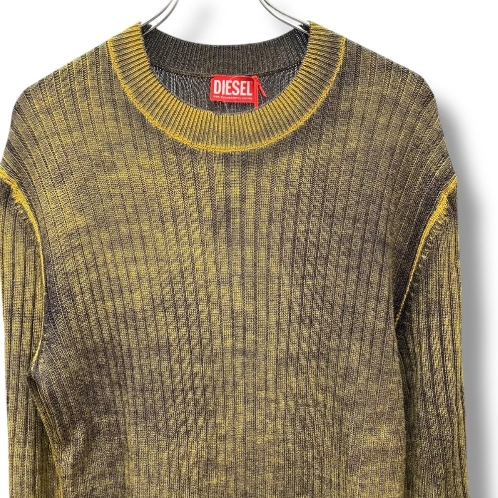 DIESEL K-ANDELERO Crew Neck Knit Sweater Yellow Size XL