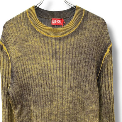 DIESEL K-ANDELERO Crew Neck Knit Sweater Yellow Size XL