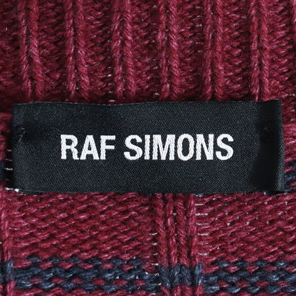 RAF SIMONS V-Neck Oversized Knit Sweater Burgundy Size S
