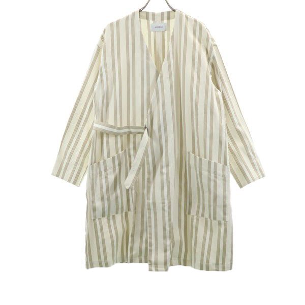 Johnbull Beige Striped Linen Blend Gown Coat Size S