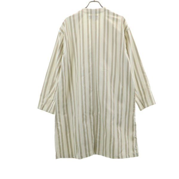 Johnbull Beige Striped Linen Blend Gown Coat Size S