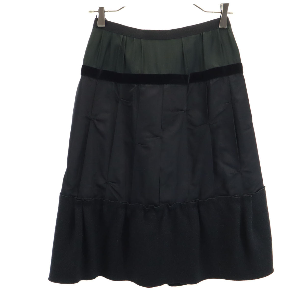 LOUIS VUITTON Silk Blend Midi Skirt Black Size 36