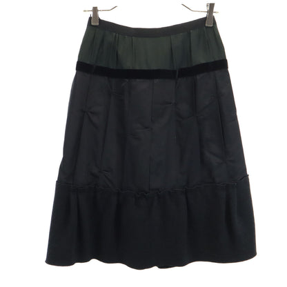 LOUIS VUITTON Silk Blend Midi Skirt Black Size 36