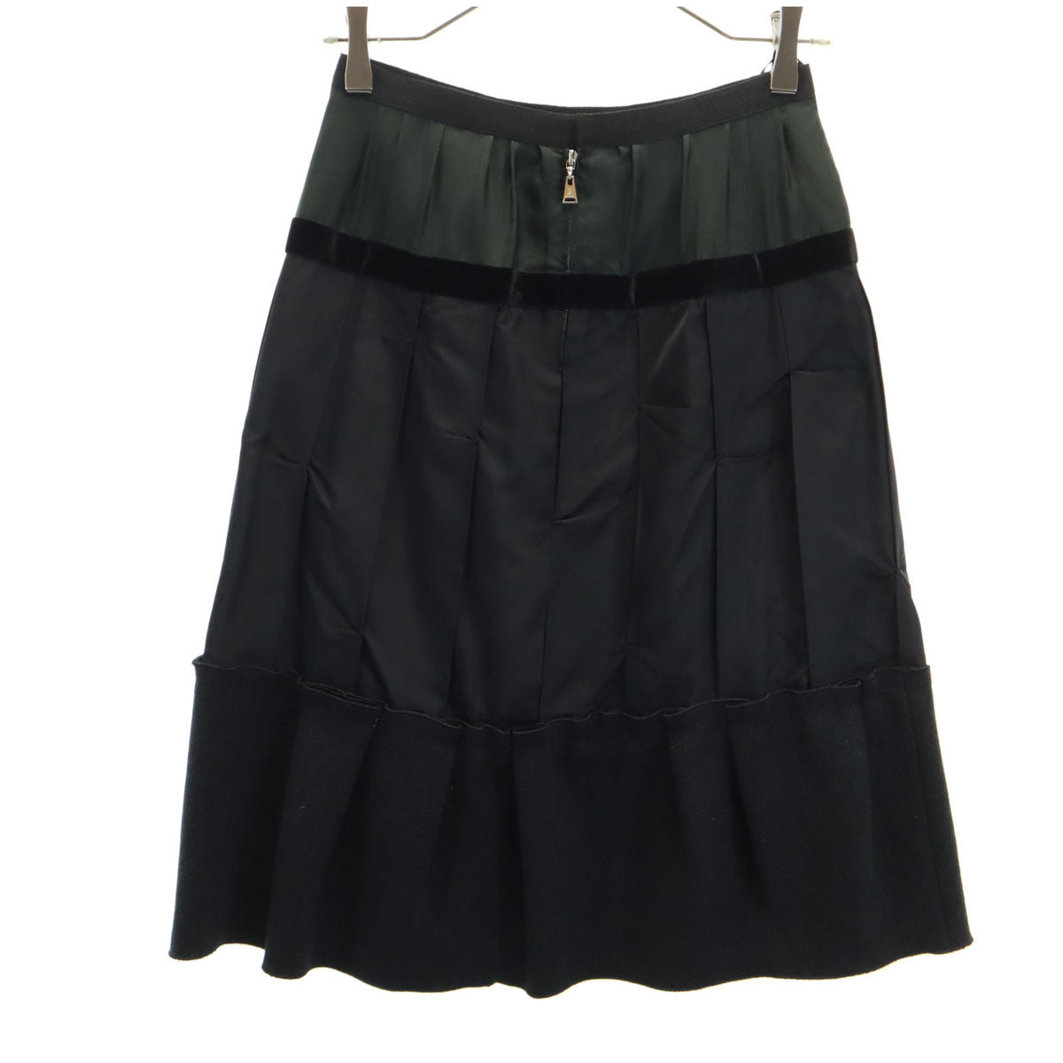 LOUIS VUITTON Silk Blend Midi Skirt Black Size 36