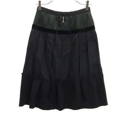 LOUIS VUITTON Silk Blend Midi Skirt Black Size 36