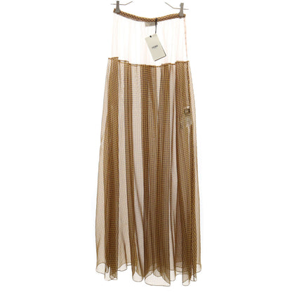 FENDI Italian Check Pattern Maxi Skirt Yellow Size 40