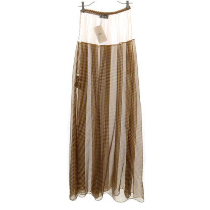 FENDI Italian Check Pattern Maxi Skirt Yellow Size 40
