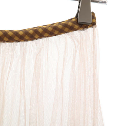 FENDI Italian Check Pattern Maxi Skirt Yellow Size 40
