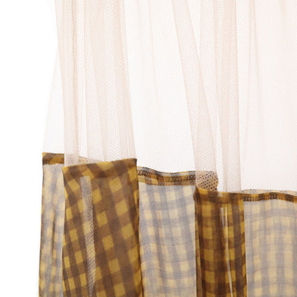 FENDI Italian Check Pattern Maxi Skirt Yellow Size 40