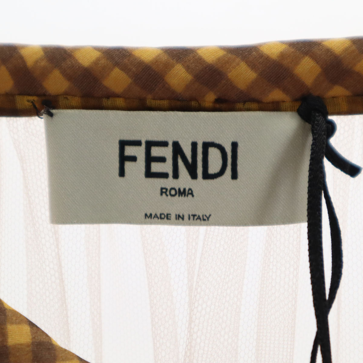 FENDI Italian Check Pattern Maxi Skirt Yellow Size 40