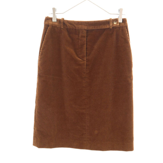 CELINE Made in France Corduroy Midi Skirt Brown Size 38