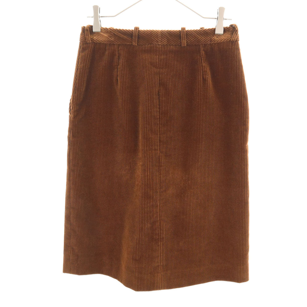 CELINE Made in France Corduroy Midi Skirt Brown Size 38
