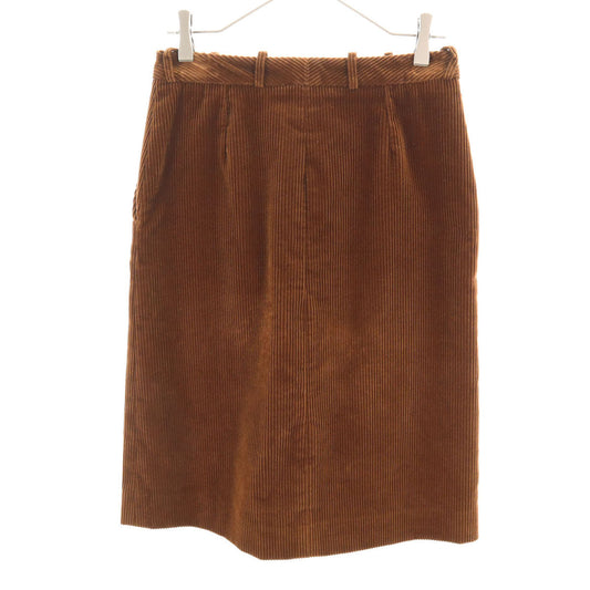 CELINE Made in France Corduroy Midi Skirt Brown Size 38