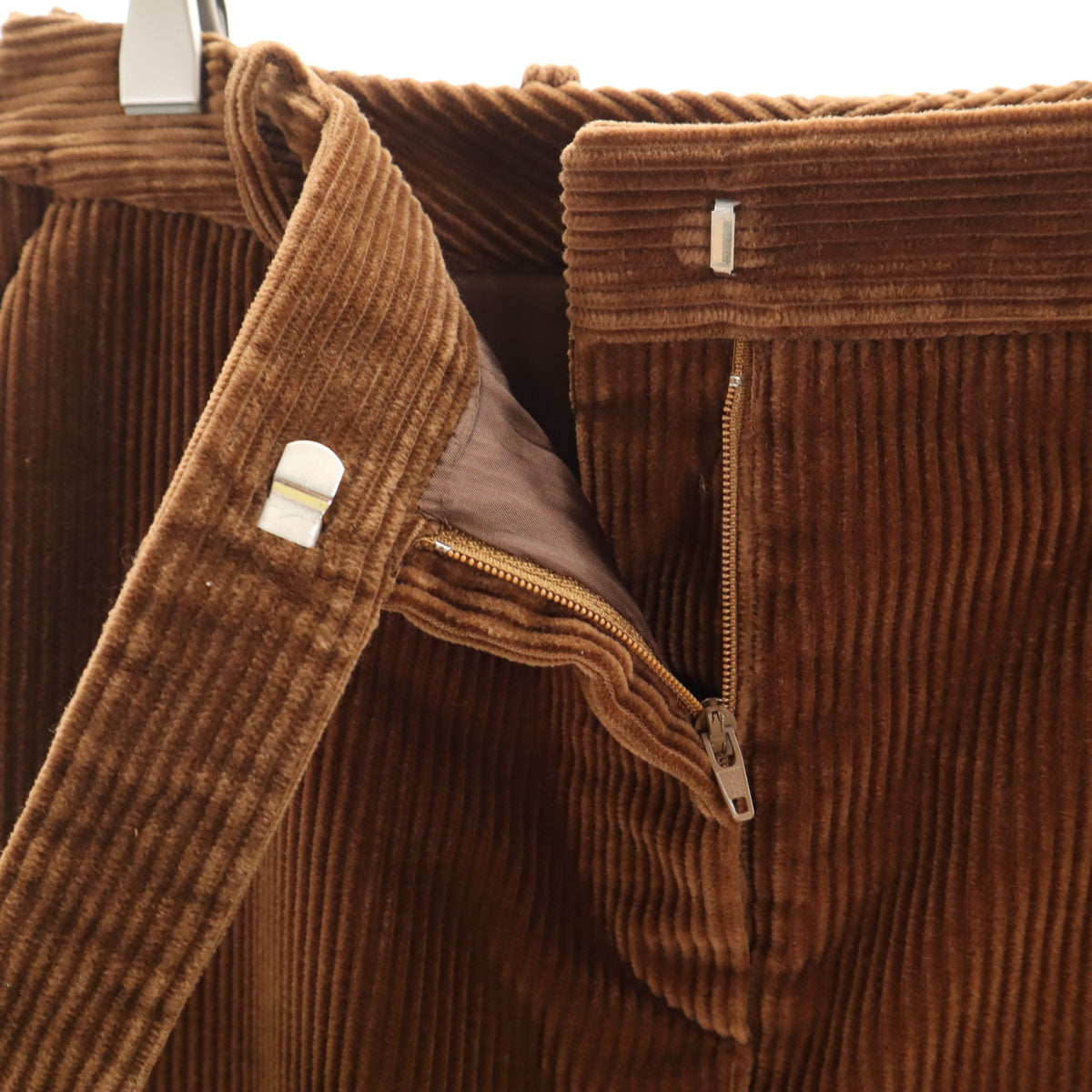 CELINE Made in France Corduroy Midi Skirt Brown Size 38