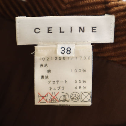 CELINE Made in France Corduroy Midi Skirt Brown Size 38