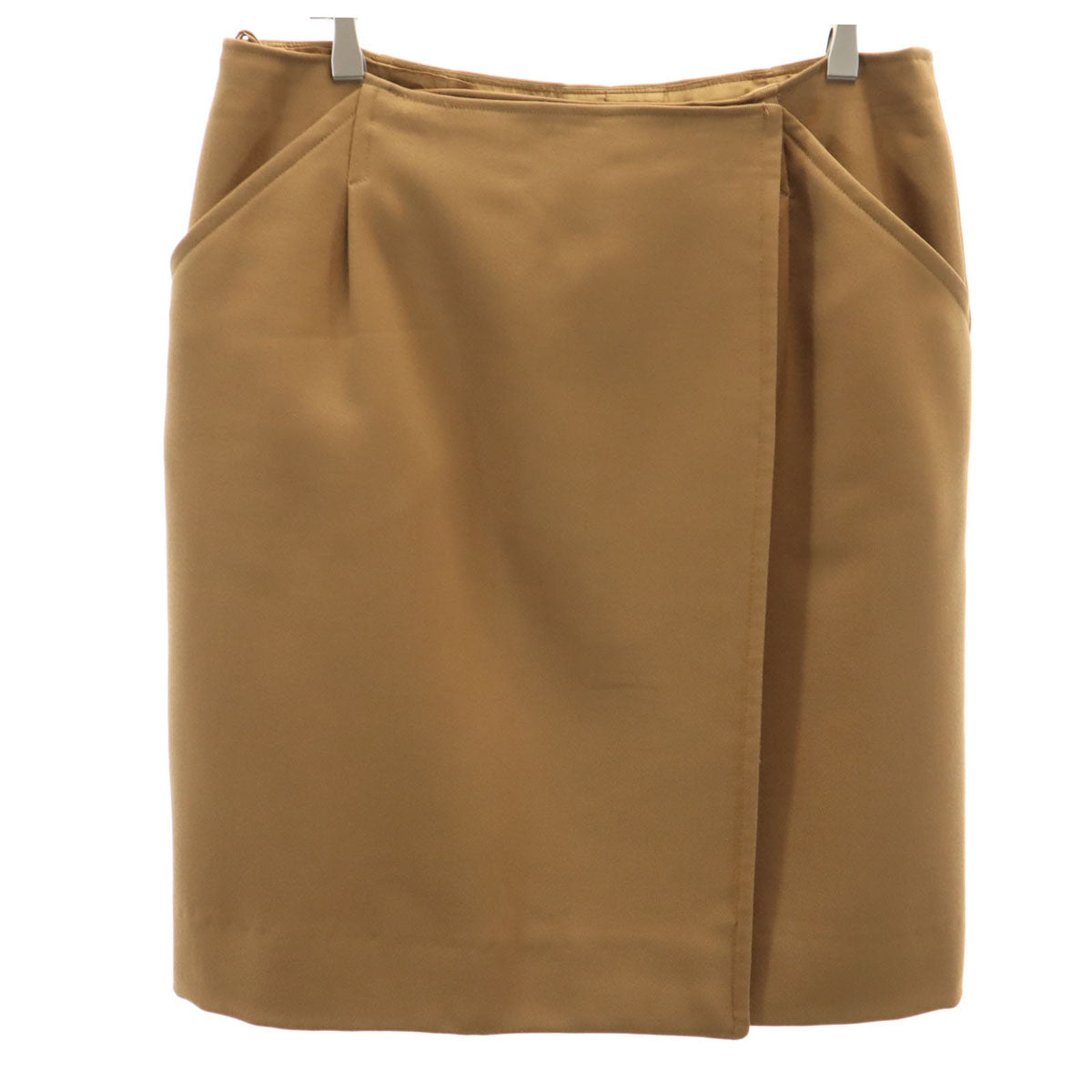 HERMES French Midi Wrap Skirt Brown Size 40