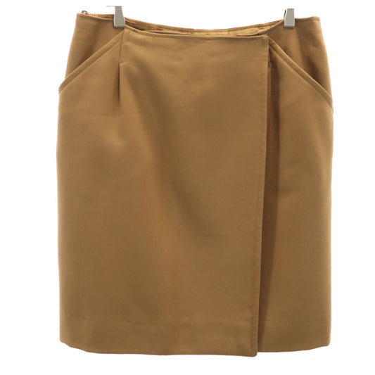 HERMES French Midi Wrap Skirt Brown Size 40