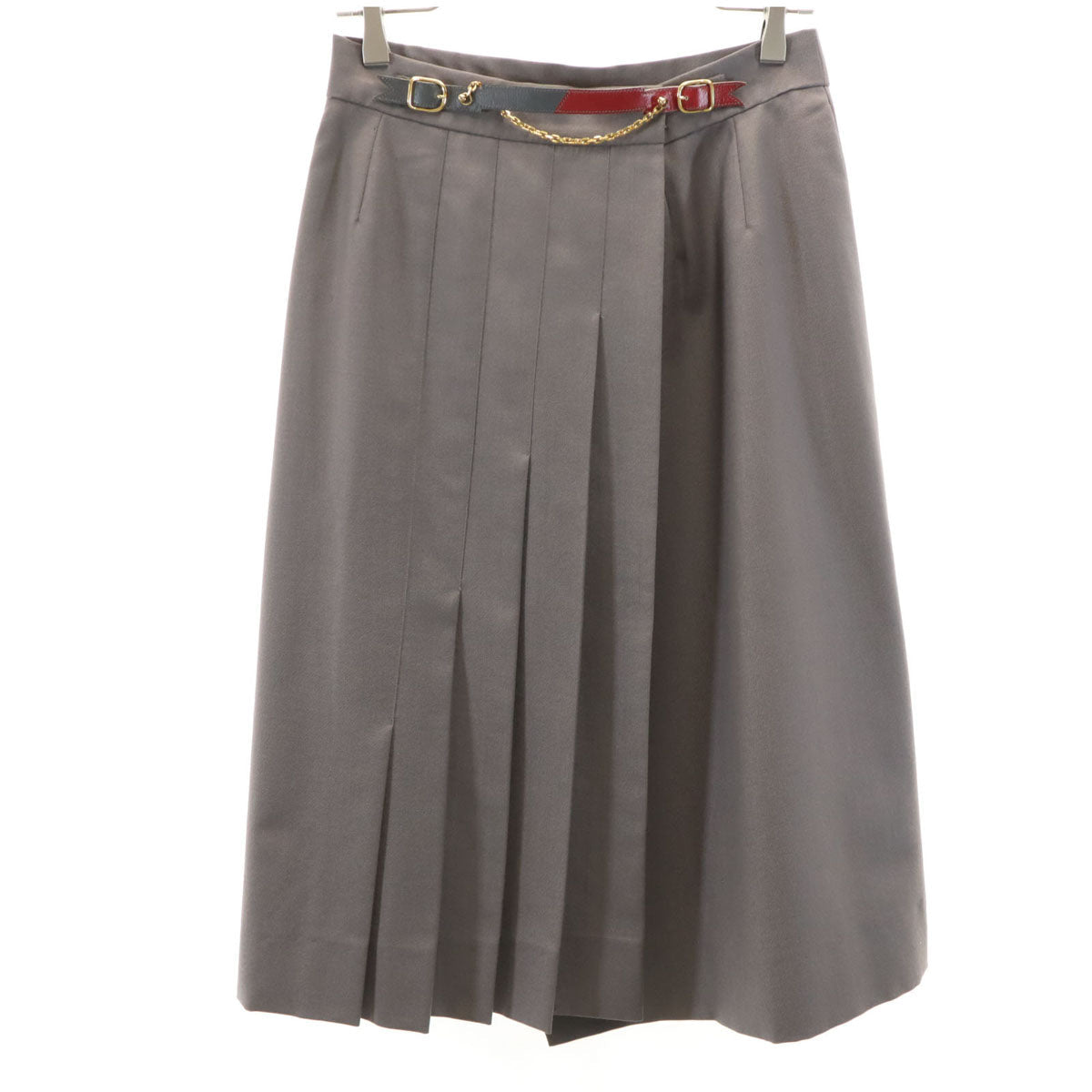 HERMES French Midi Wrap Skirt Gray Size 42