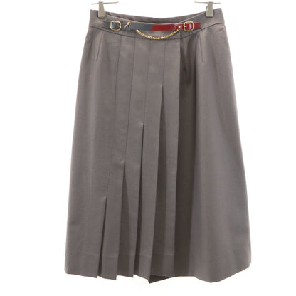 HERMES French Midi Wrap Skirt Gray Size 42