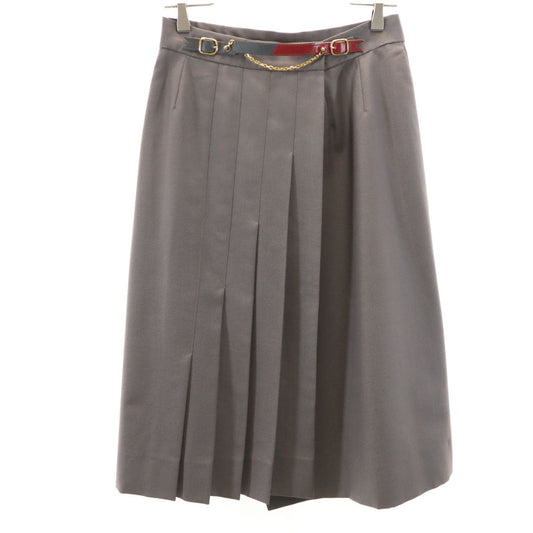 HERMES French Midi Wrap Skirt Gray Size 42