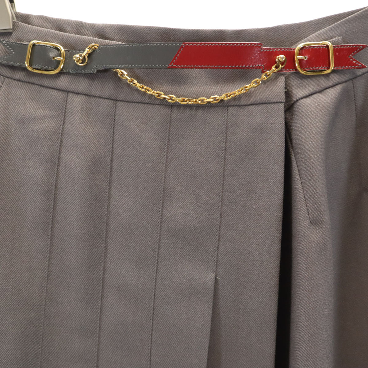 HERMES French Midi Wrap Skirt Gray Size 42