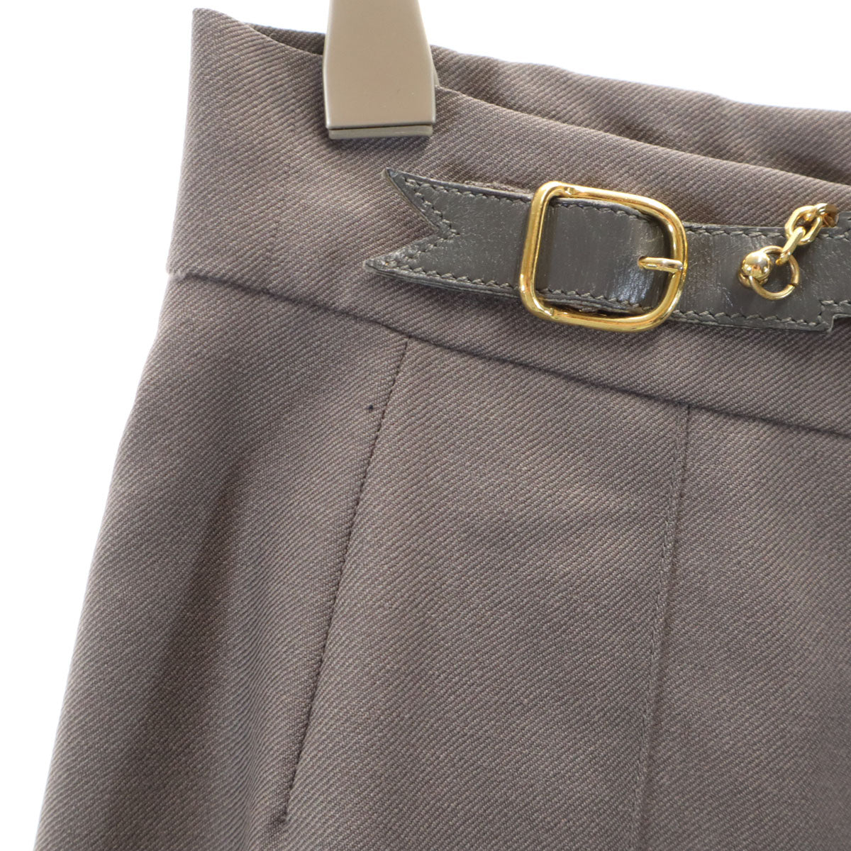 HERMES French Midi Wrap Skirt Gray Size 42