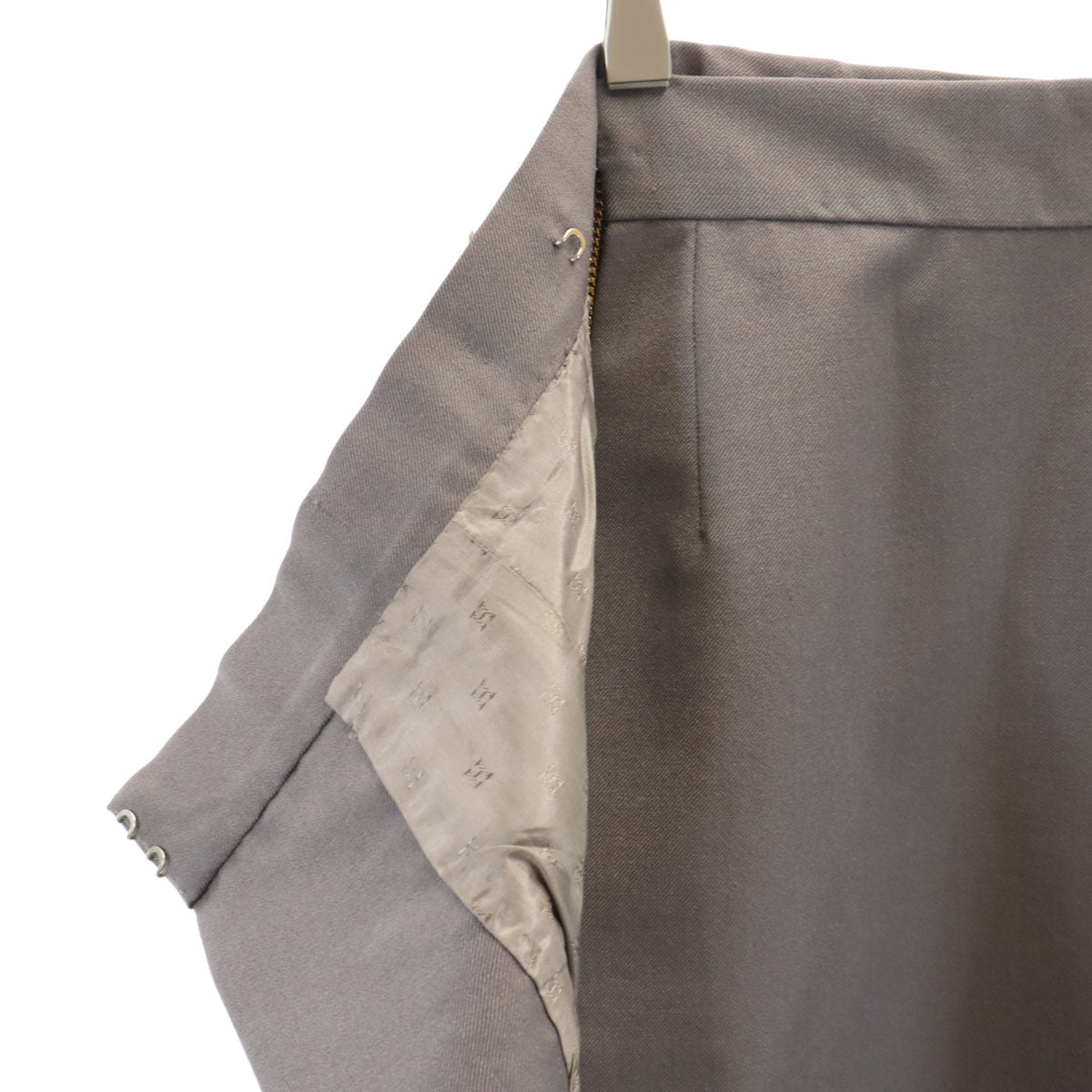 HERMES French Midi Wrap Skirt Gray Size 42