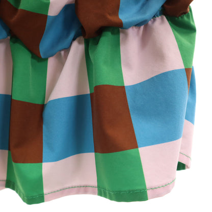 MAISON SPECIAL Check Shirring Midi Skirt Multi Size FREE