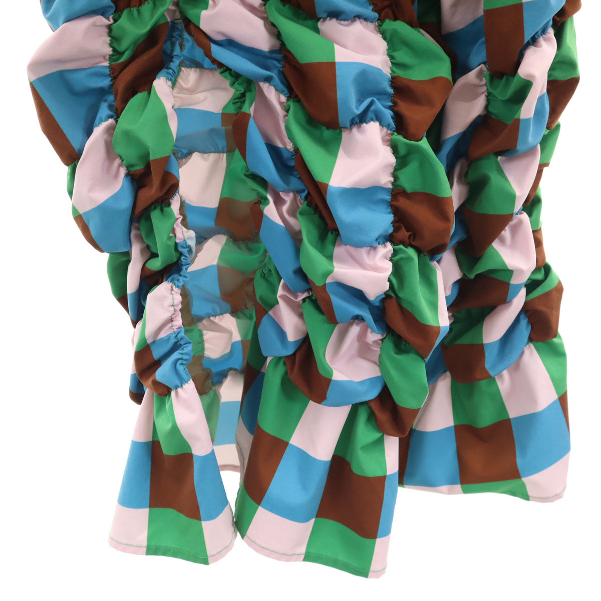 MAISON SPECIAL Check Shirring Midi Skirt Multi Size FREE