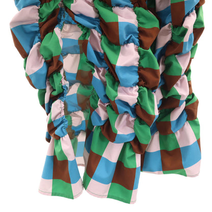 MAISON SPECIAL Check Shirring Midi Skirt Multi Size FREE