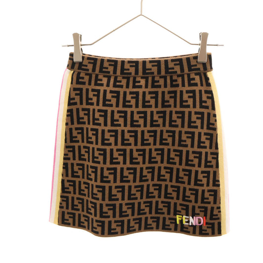 FENDI 19AW Zucca Knit Mini Skirt Brown Size 36