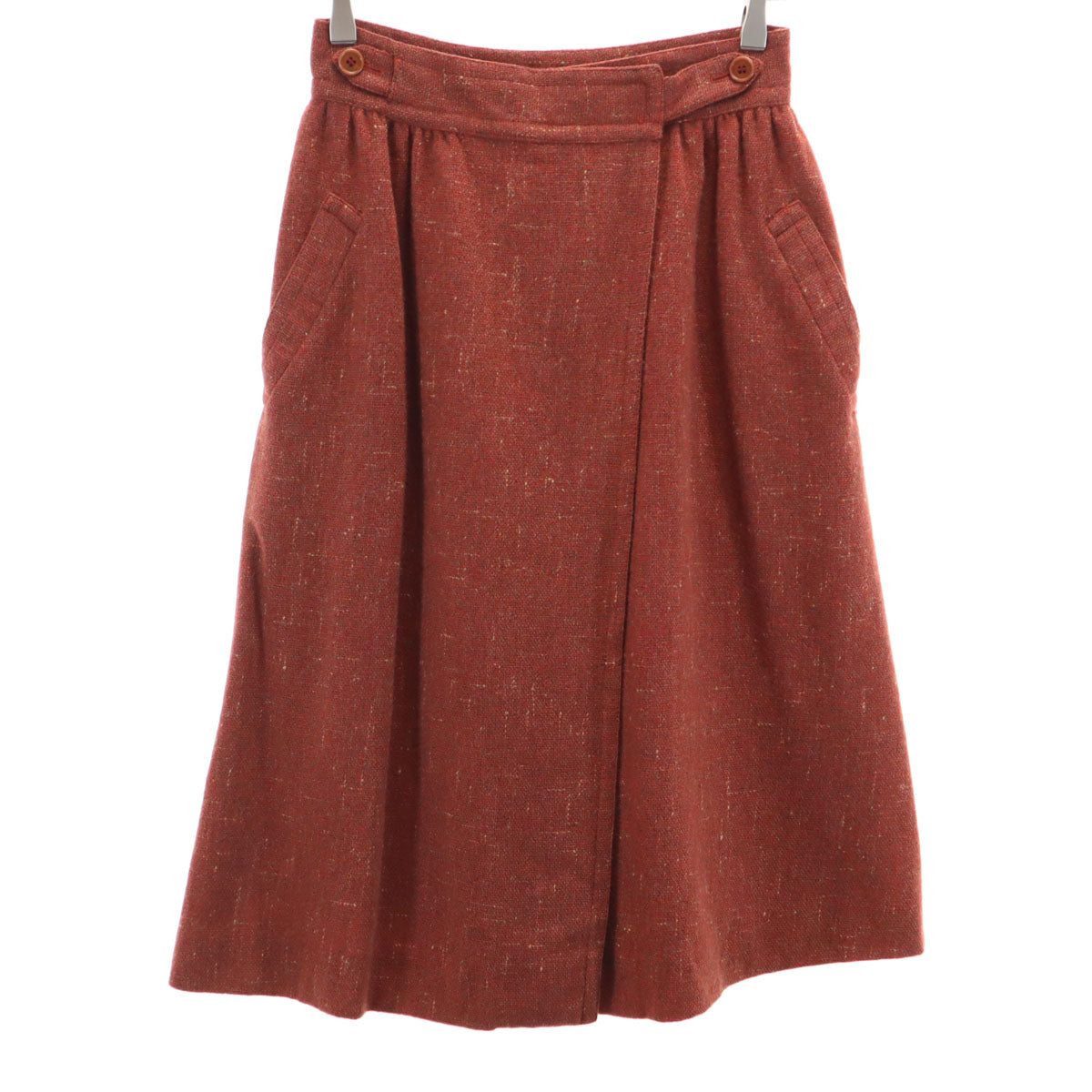 ISSEY MIYAKE 70s Vintage Tweed Wrap Skirt Rust Size JP 11