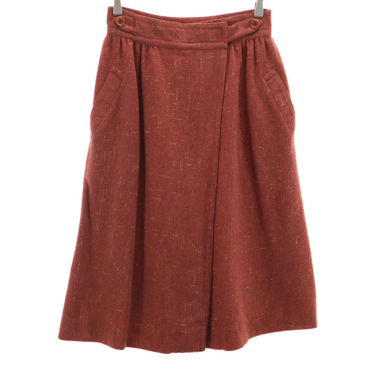 ISSEY MIYAKE 70s Vintage Tweed Wrap Skirt Rust Size JP 11