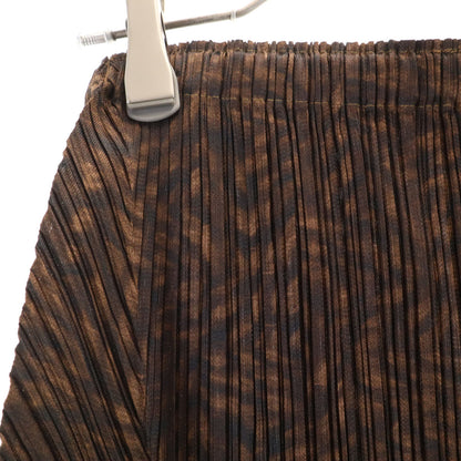 PLEATS PLEASE Patterned Pleated Maxi Skirt Brown Size 4