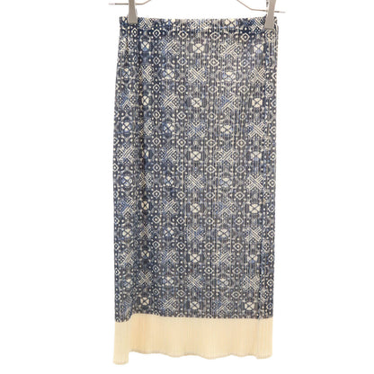 PLEATS PLEASE 90s Pleated Pattern Midi Skirt Ivory Size 2