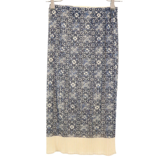 PLEATS PLEASE 90s Pleated Pattern Midi Skirt Ivory Size 2