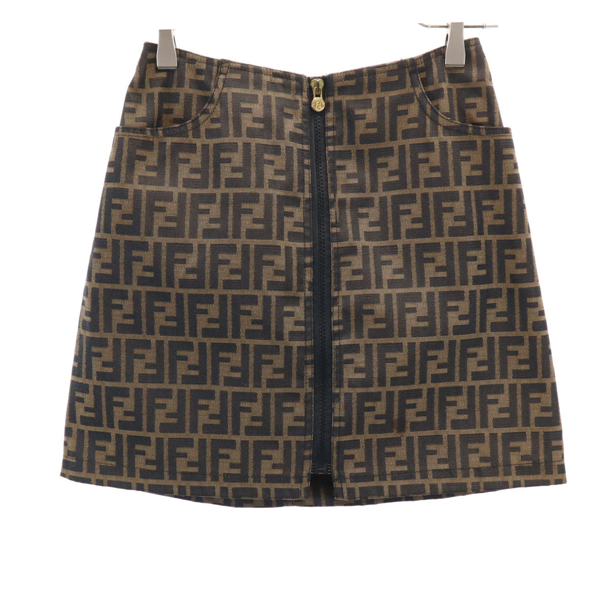 FENDI Vintage Zucca Pattern Brown Mini Skirt Size 40