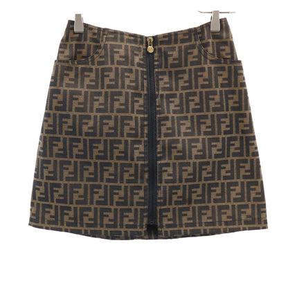 FENDI Vintage Zucca Pattern Brown Mini Skirt Size 40