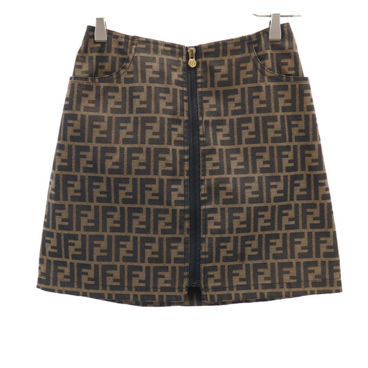 FENDI Vintage Zucca Pattern Brown Mini Skirt Size 40