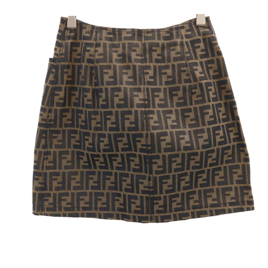 FENDI Vintage Zucca Pattern Brown Mini Skirt Size 40