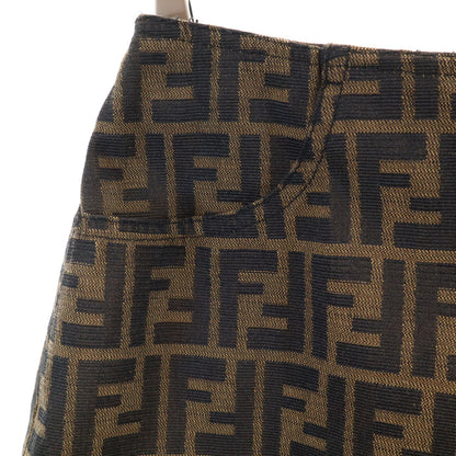FENDI Vintage Zucca Pattern Brown Mini Skirt Size 40