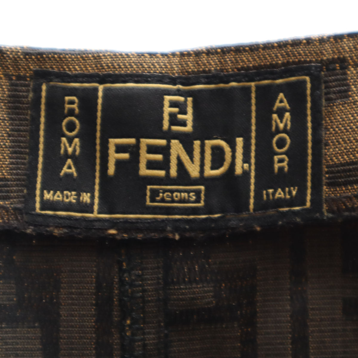 FENDI Vintage Zucca Pattern Brown Mini Skirt Size 40