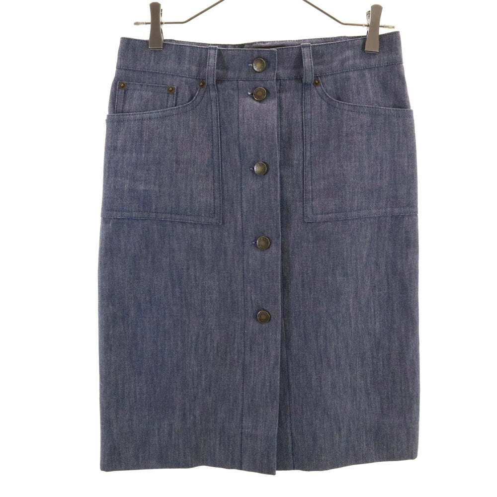 LOUIS VUITTON Denim Midi Skirt Blue Size 36